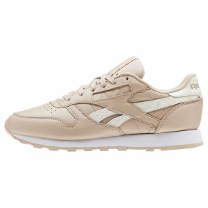 Reebok Classic Leather Turnschuhe Damen - Streifen Beige/Weiß - DE 467-ZDS